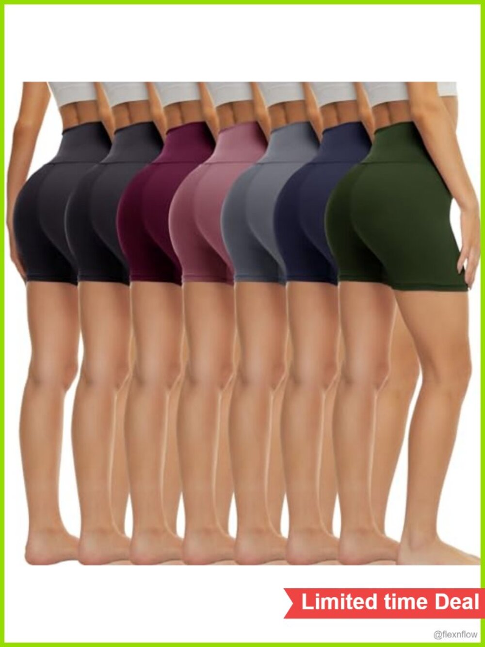 7-Pack High Waisted Biker Shorts for Women with Tummy Control